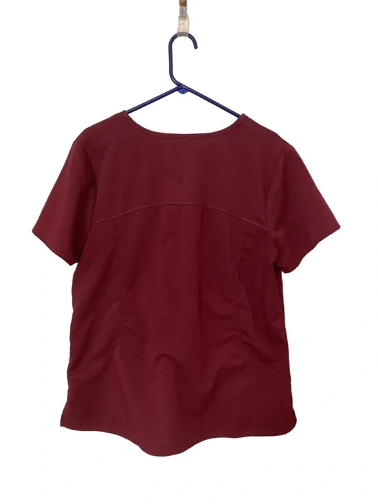 ScrubStar Women’s Scrub Top in Burgundy - Picture 3 of 5
